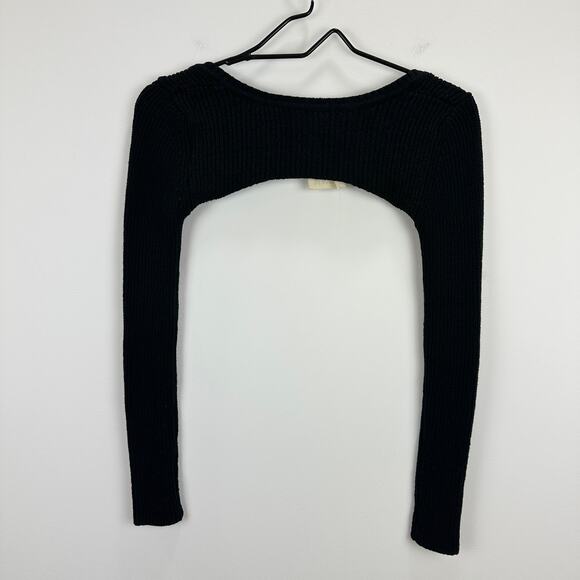 SER.O.YA Ribbed Knit Shrug Sweater Long Sleeve Open Crop Black Balletcore XS NWT - Picture 5 of 8